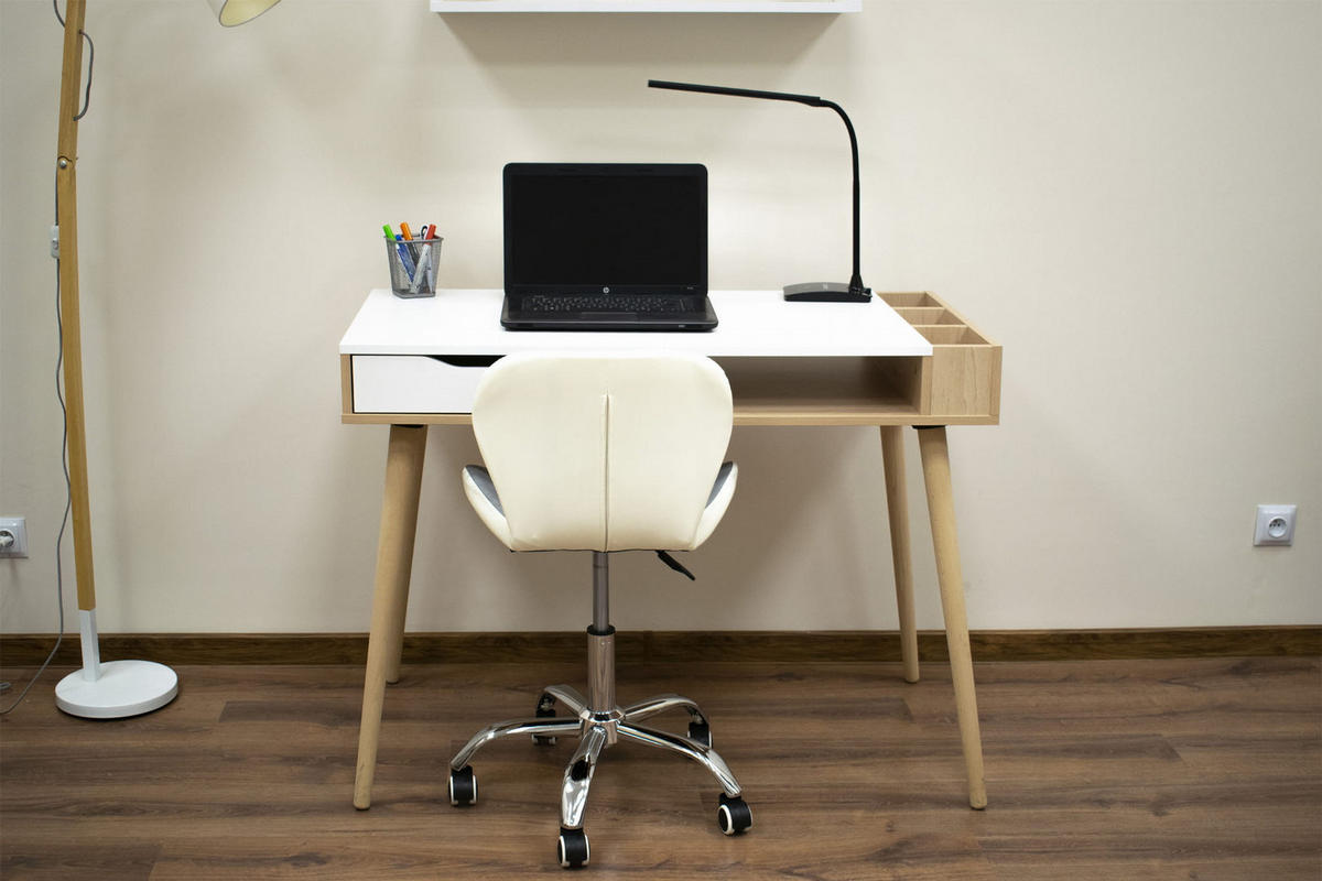 BÜROSTUHL Avola, grau/weiß - Grau, Leder (47.5/84.5/55.5cm)