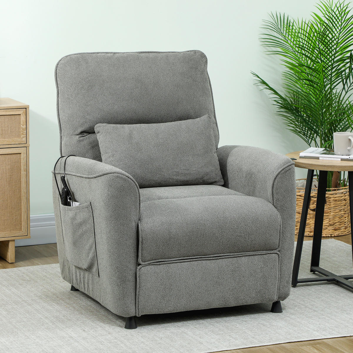 RELAXSESSEL, Heizung, 8 Massagepunkte, 5 Modi, Chenille-Bezug, Anthrazitgrau - Multicolor, Holzwerkstoff (93/102/88cm) - FORIOUS
