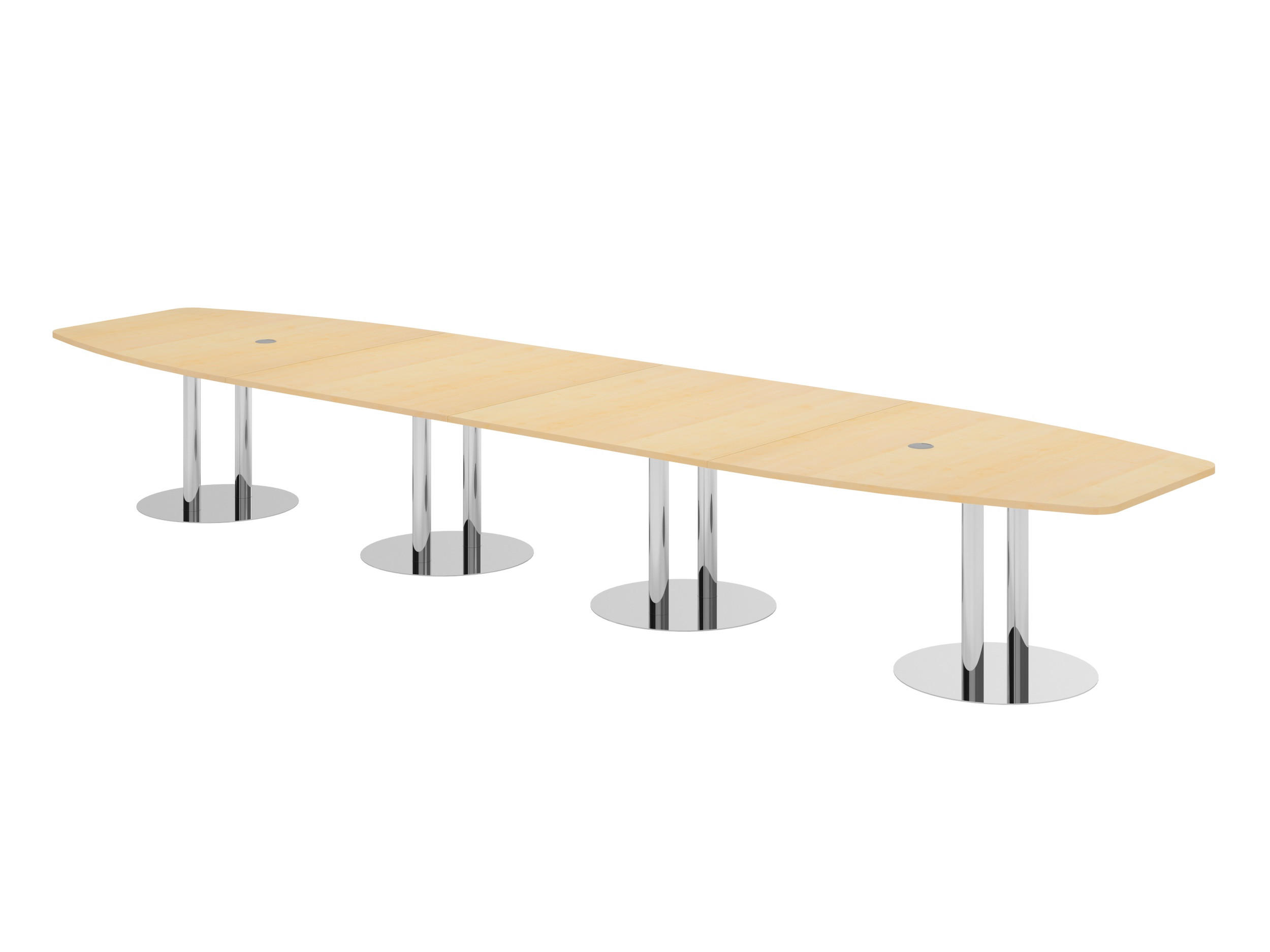 KONFERENZTISCH XXL KT52 130/520/74 cm in Ahornfarben/Chromsäulen - Chromfarben/Ahornfarben, Holzwerkstoff (130/520/74cm) - bümö