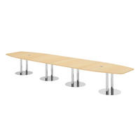 KONFERENZTISCH XXL KT52 130/520/74 cm in Ahornfarben/Chromsäulen - Chromfarben/Ahornfarben, Holzwerkstoff (130/520/74cm) - bümö