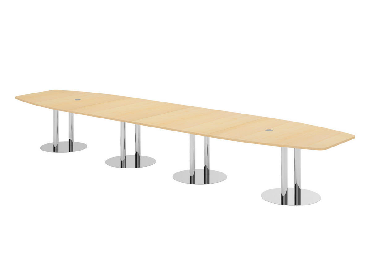 KONFERENZTISCH XXL KT52 130/520/74 cm in Ahornfarben/Chromsäulen - Chromfarben/Ahornfarben, Holzwerkstoff (130/520/74cm) - bümö
