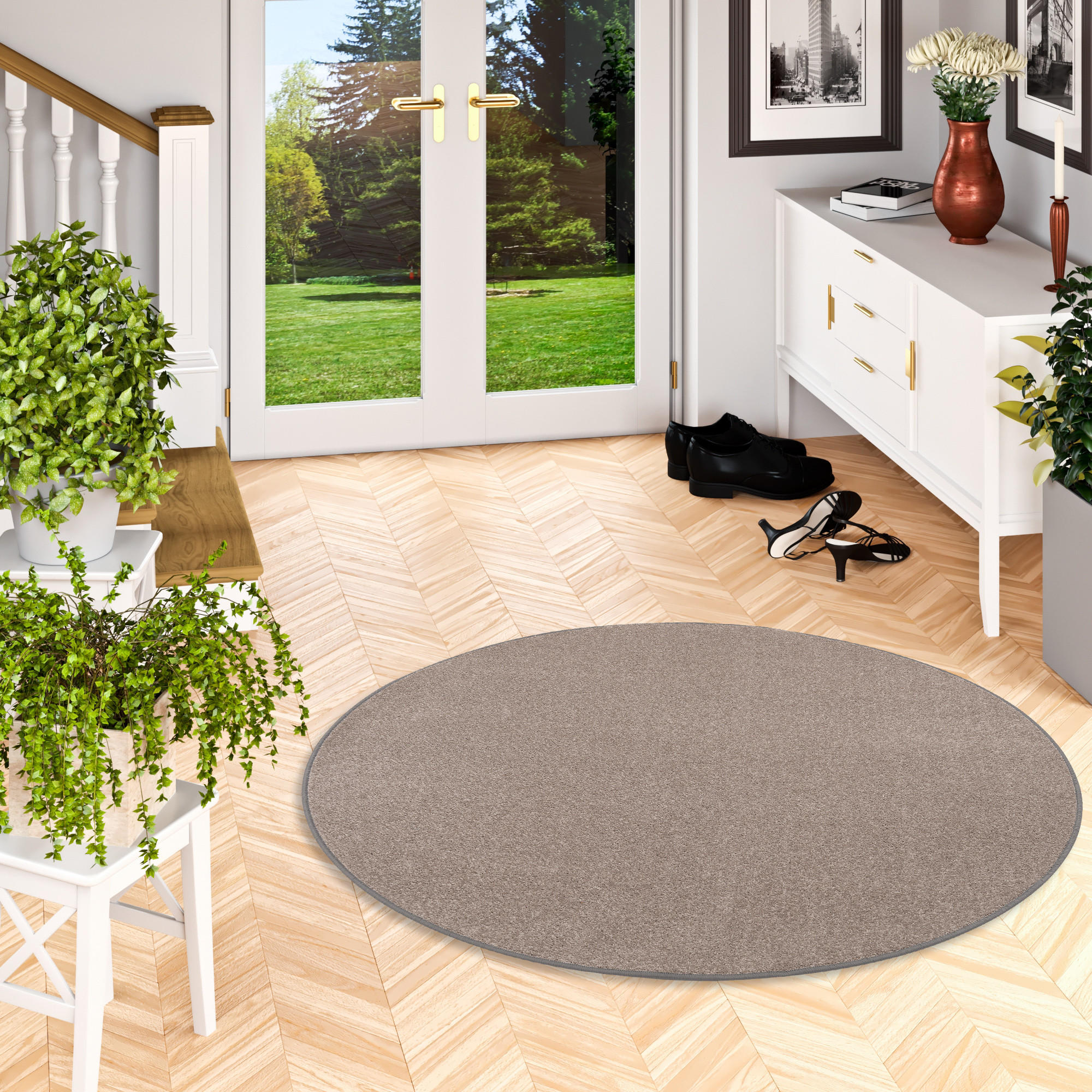 Thumbnail - Snapstyle Trend, Taupe, Textil, Rund, 200x200 cm, Teppiche & Böden, Teppiche