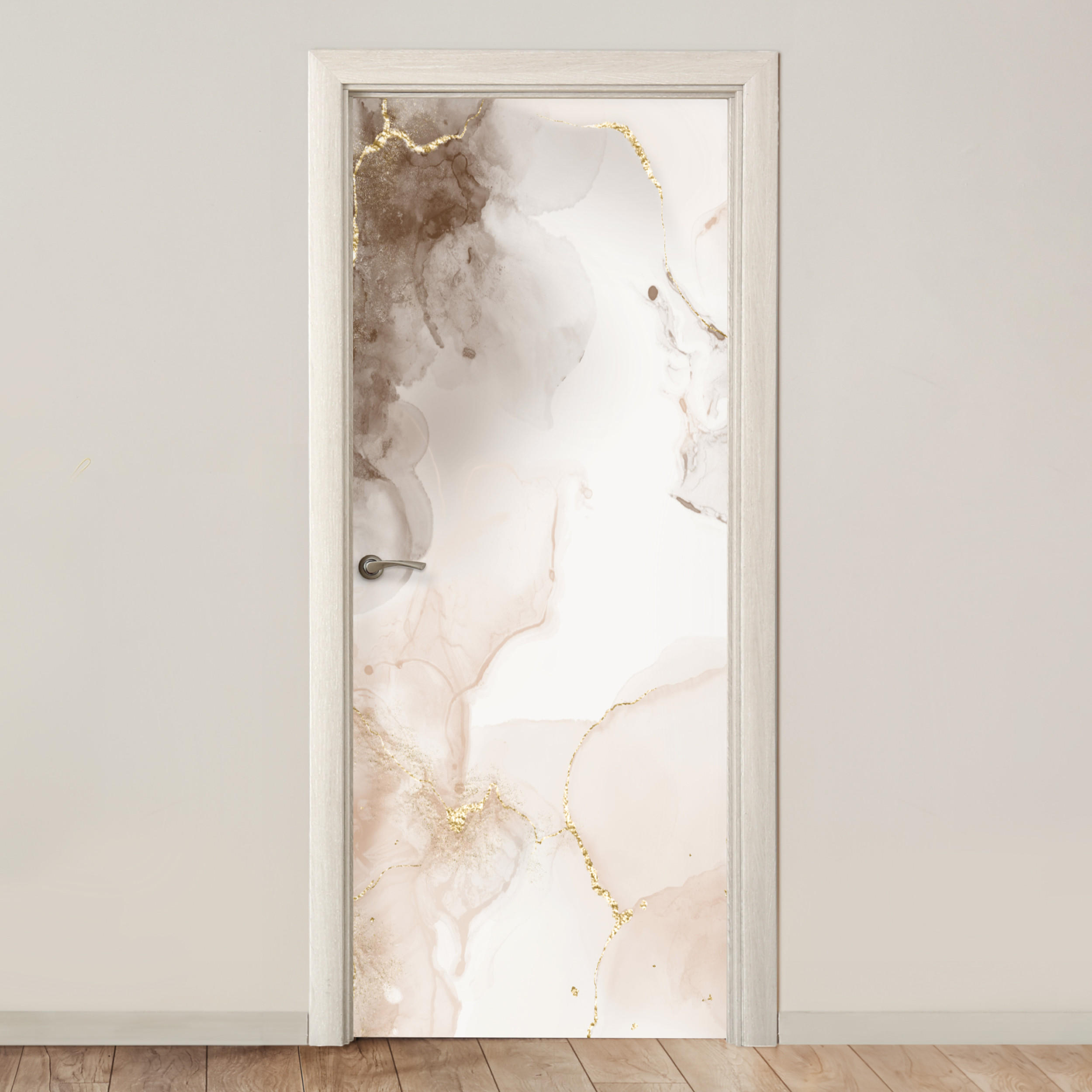 FOTOTAPETE Tür - Marmor - Braun - Linie 85x205 cm - Champagner, Kunststoff (85/0.1cm) - MuchoWow