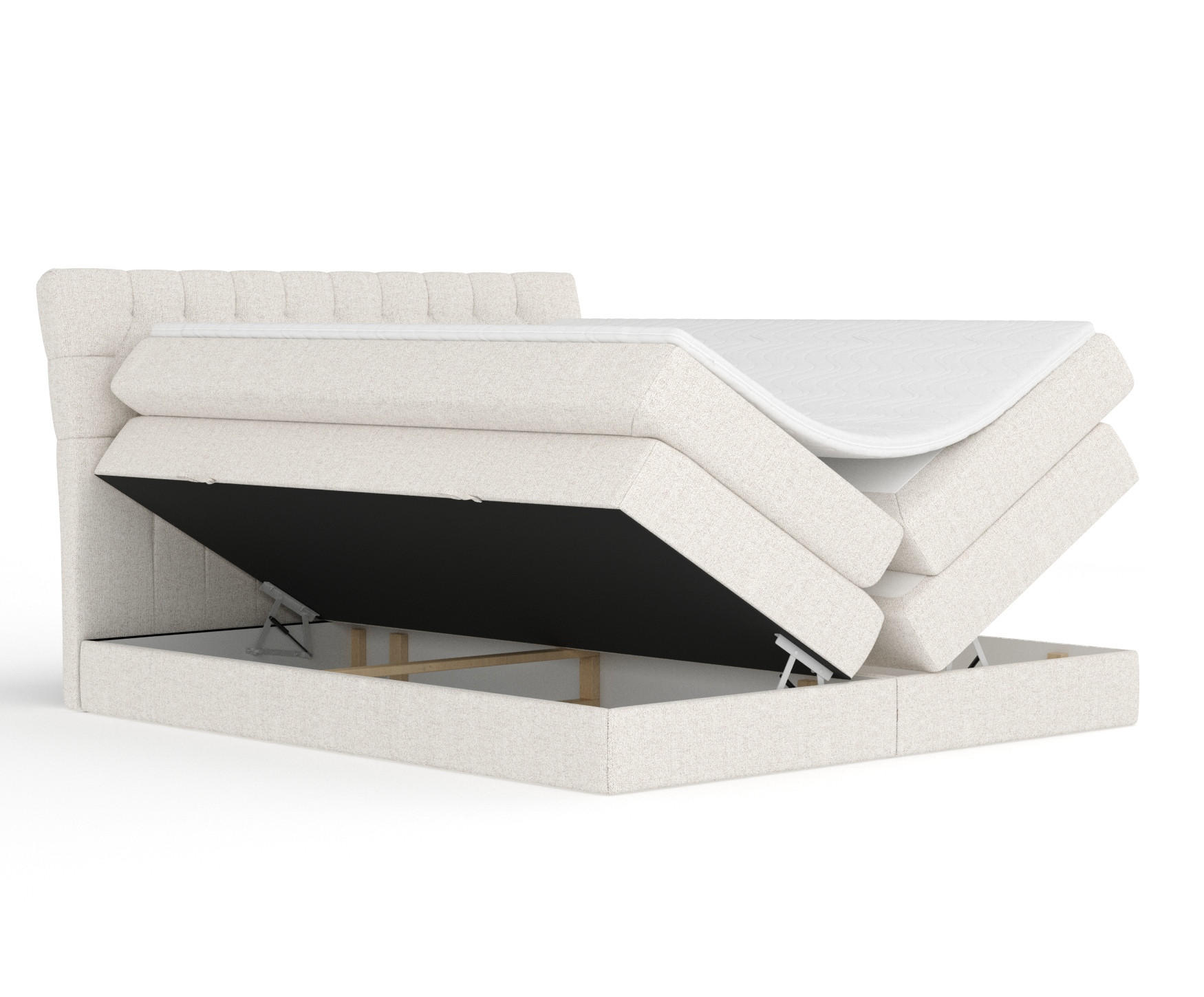 BOXSPRINGBETT Seraphine Beige 140/200 cm - Beige/Schwarz, Holz/Holzwerkstoff (140/200cm) - Maison de Reve