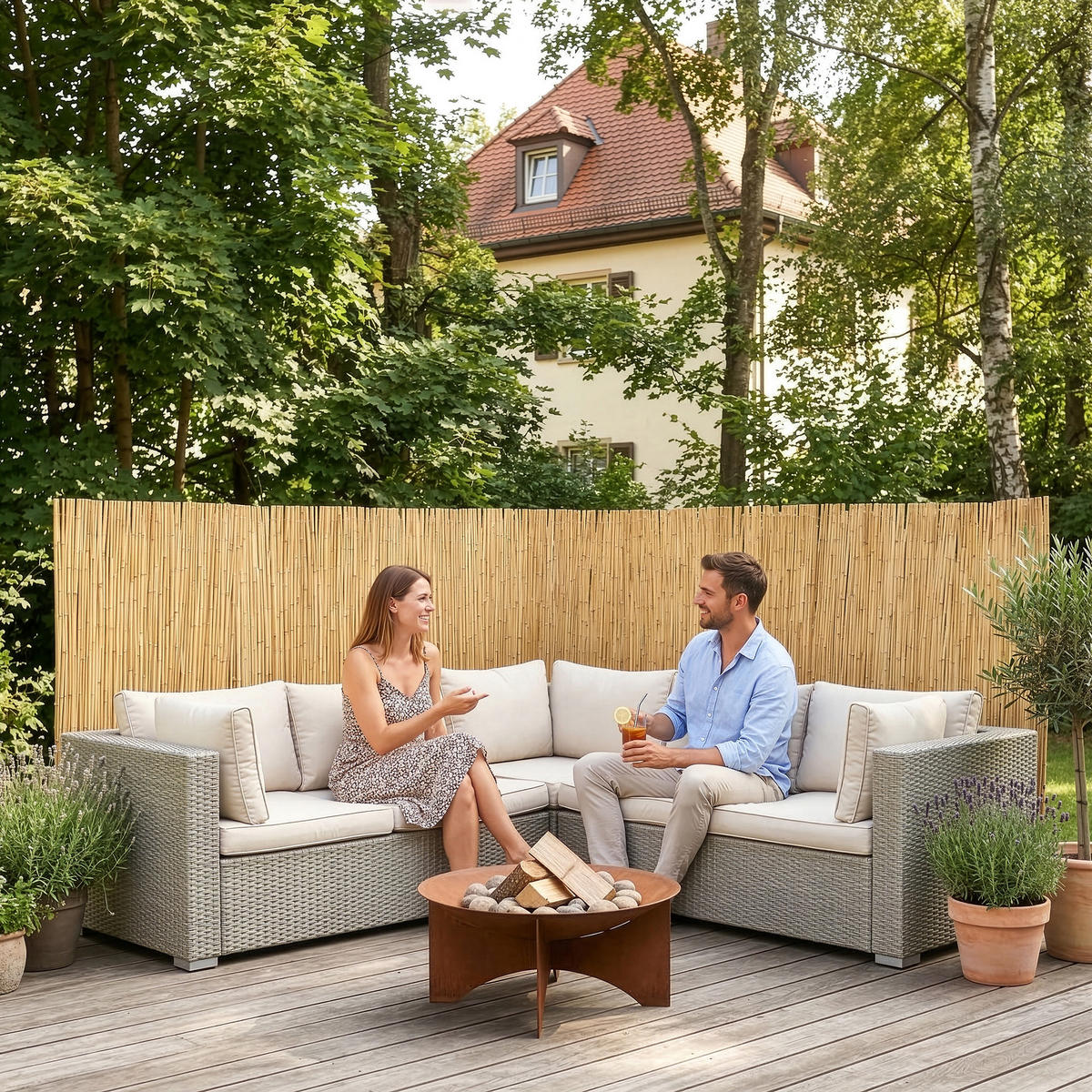 SCHILFZAUN Abbateggio - Naturfarben, Naturmaterialien (150/0.6cm) - casa.pro