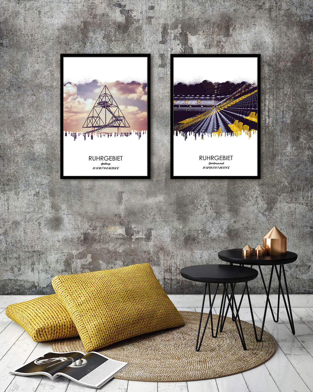 POSTER mit Rahmen 50x70 cm Ruhrgebiet Bottrop - Beige, Holz (51/71cm) - artissimo