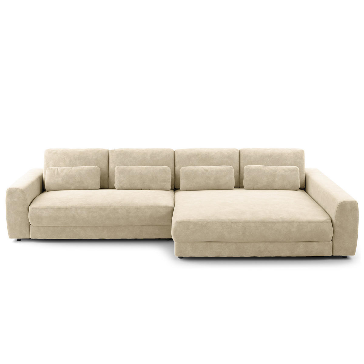 ECKSOFA mit XXL-Longchair - Schwarz/Weiß, Kunststoff/Textil (323/182cm) - home24