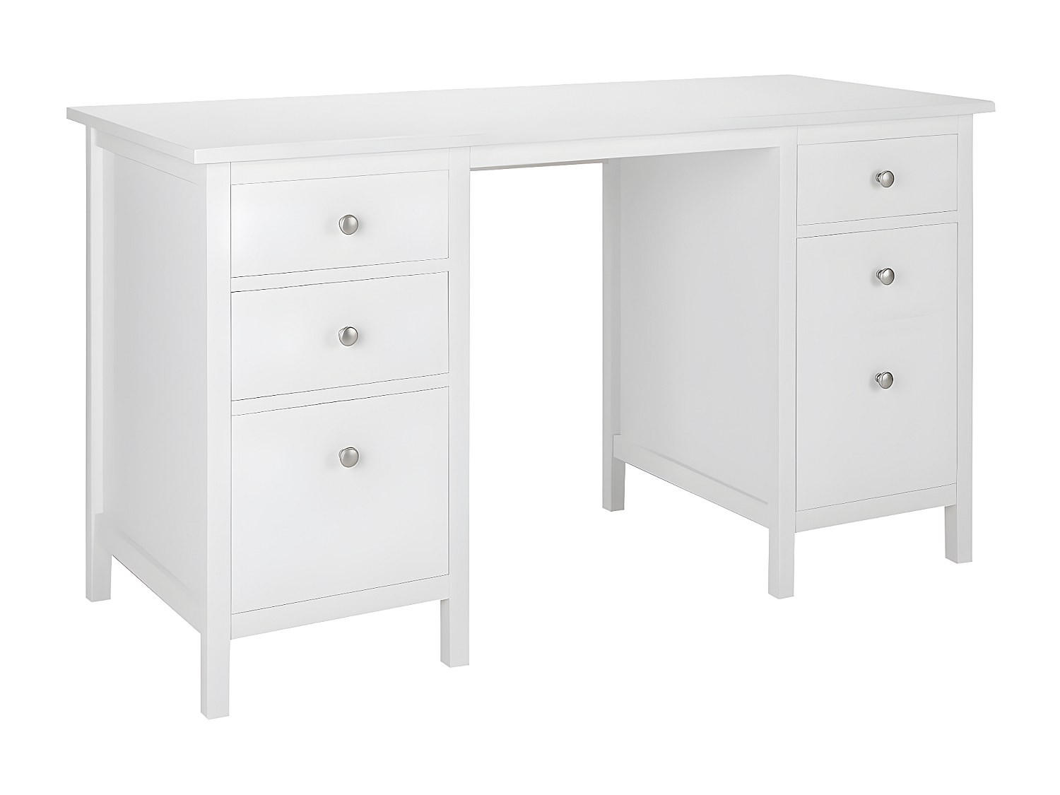SCHREIBTISCH Landhaus mit 4 Schubladen - Stil Holz - Weiß - ALBANE - Weiß, Holz (135/56/76cm) - Vente-Unique