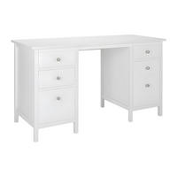 SCHREIBTISCH Landhaus mit 4 Schubladen - Stil Holz - Weiß - ALBANE - Weiß, Holz (135/56/76cm) - Vente-Unique