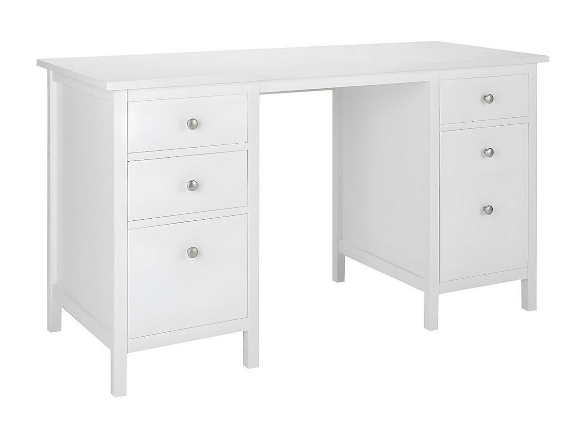 SCHREIBTISCH Landhaus mit 4 Schubladen - Stil Holz - Weiß - ALBANE - Weiß, Holz (135/56/76cm) - Vente-Unique