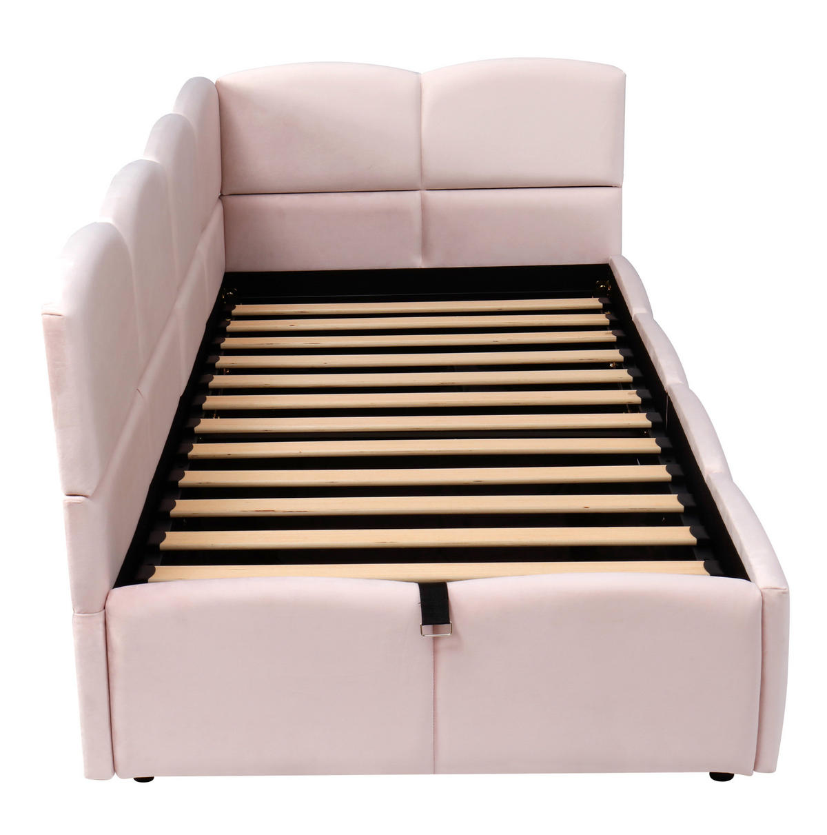 POLSTERBETT 90/200 cm rosa aus Samt mit Stauraum und USB - Rosa, Holzwerkstoff (90/200cm) - OKWISH