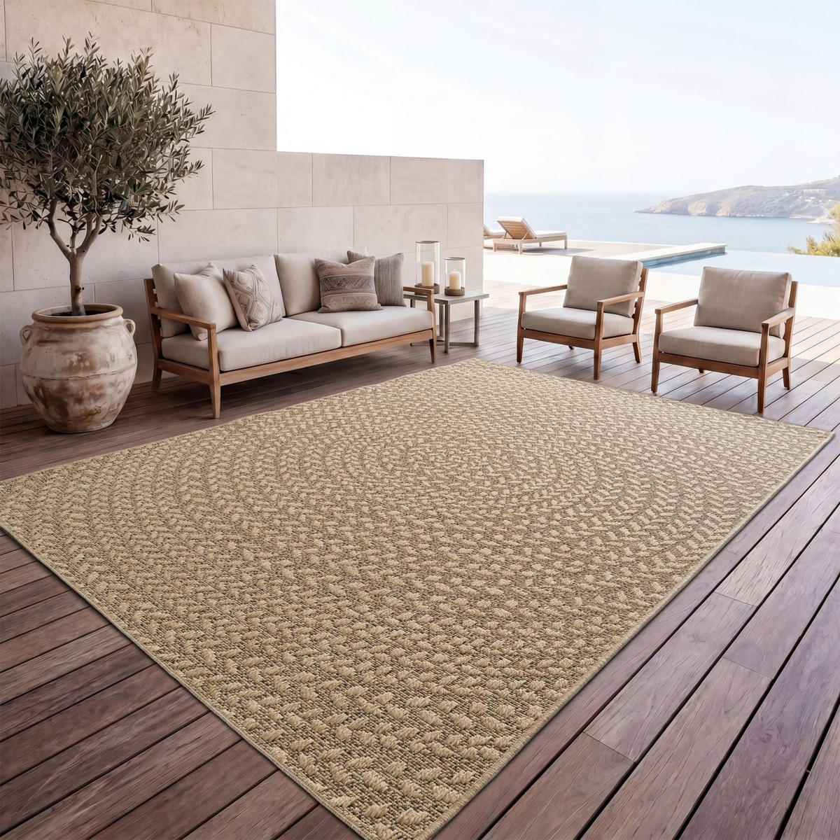 OUTDOORTEPPICH 120/170 cm Waregem 630 - Beige, Kunststoff (120/170cm) - Paco Home