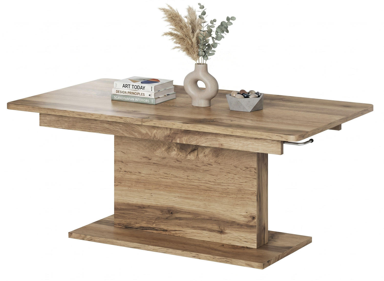 WOHNZIMMERTISCH Busetti Eiche Wotan 126-167 / 70 / 56-74cm - Eichefarben, Holz/Holzwerkstoff (70/167/74cm) - Feldmann-Wohnen