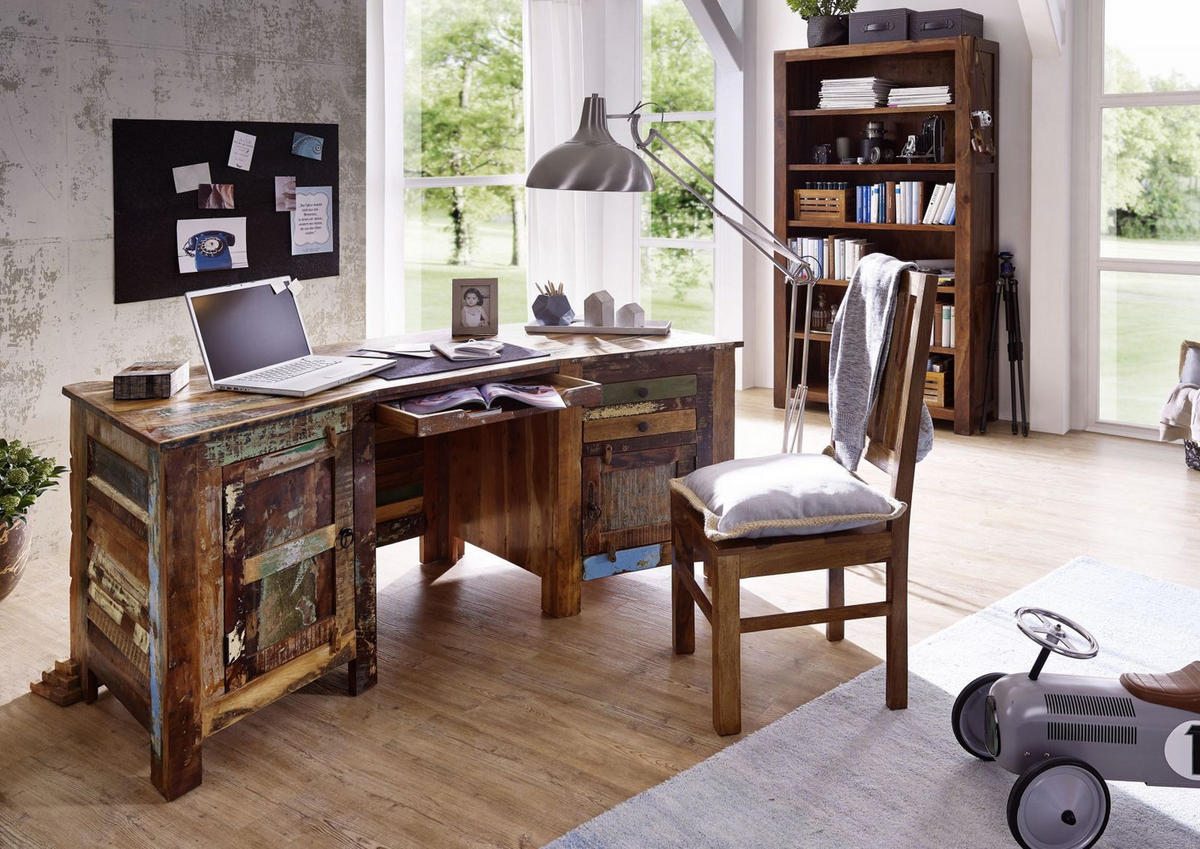 SCHREIBTISCH Altholz 170x70x80 mehrfarbig lackiert NATURE OF SPIRIT #61 - Multicolor, Holz (70/170/80cm) - Massivmoebel24