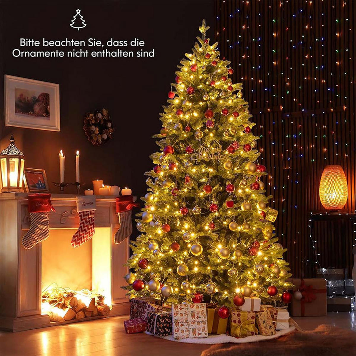 WEIHNACHTSBAUM mit 11 Lichtmodi 210cm Grün - Grün, Metall (210cm) - COSTWAY