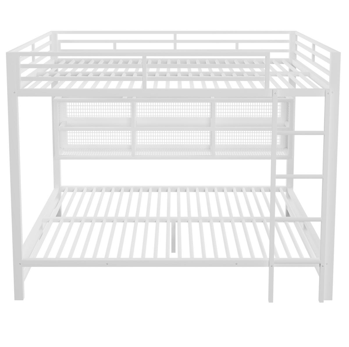ETAGENBETT 140/200 cm in Weiß aus Metall mit 6 Stauraumschränken und LED - Weiß, Metall (140/200cm) - Flora Grace