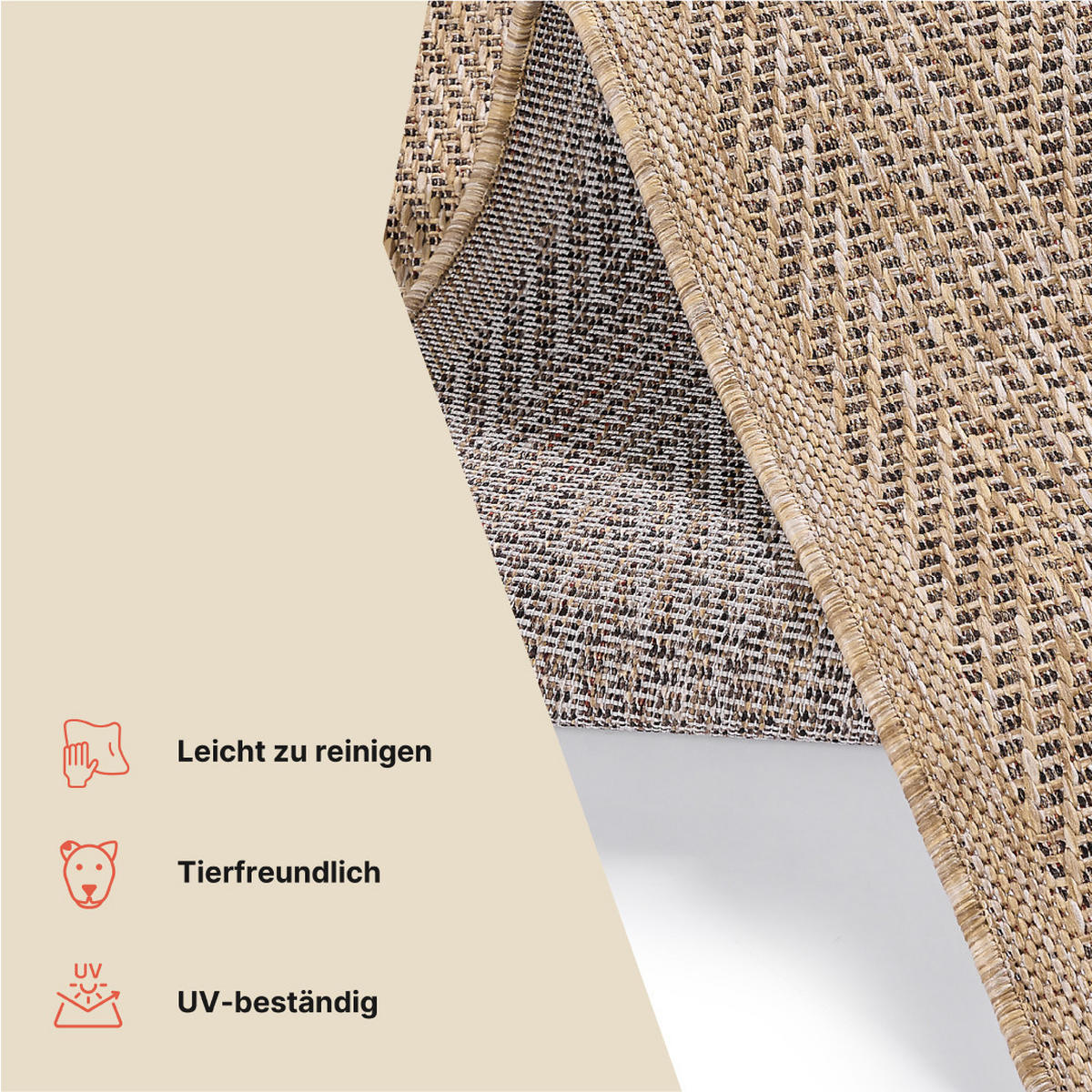 TEPPICH YUCANA Beige Outdoor Flachgewebe 120/170 cm - Beige, Textil (120/170cm) - Tapiso