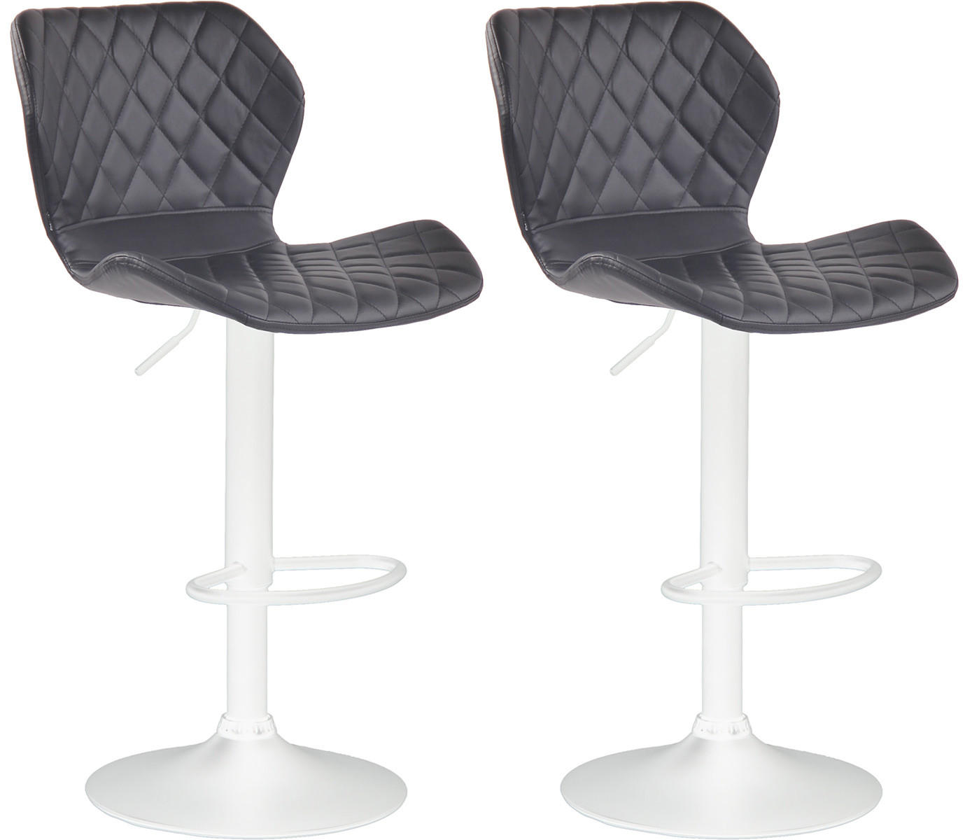 BARHOCKER 2er Set Lederlook schwarz - Schwarz/Weiß, Textil/Metall (47/88/51cm) - CLP