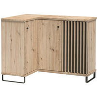 ECKKOMMODE Caya mit zwei Türen und Metallbeinen, Eiche Artisan - Schwarz/Eiche Artisan, Holzwerkstoff/Metall (123/95/82cm) - Beautysofa