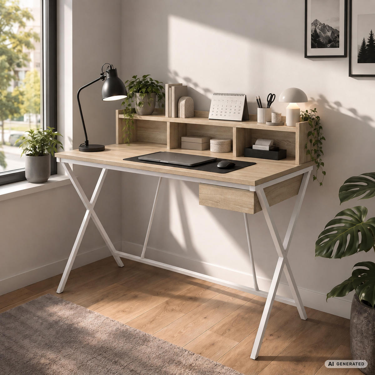 SCHREIBTISCH FLEXO 100 cm Eiche Sonoma - Weiß/Sonoma Eiche, Holzwerkstoff (100/50/89.5cm) - Akord