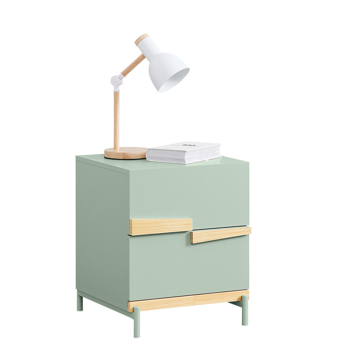 NACHTTISCH Grün - Grün, Holzwerkstoff/Metall (40/49/44cm) - SoBuy