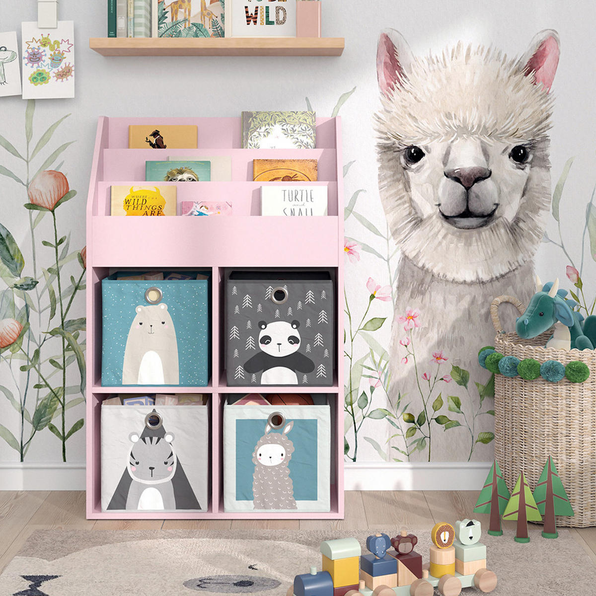 KINDERREGAL Luigi Rosa 72 x 114.2 cm ohne Faltboxen - Rosa, Holzwerkstoff (72/114.2/31.2cm) - Vicco