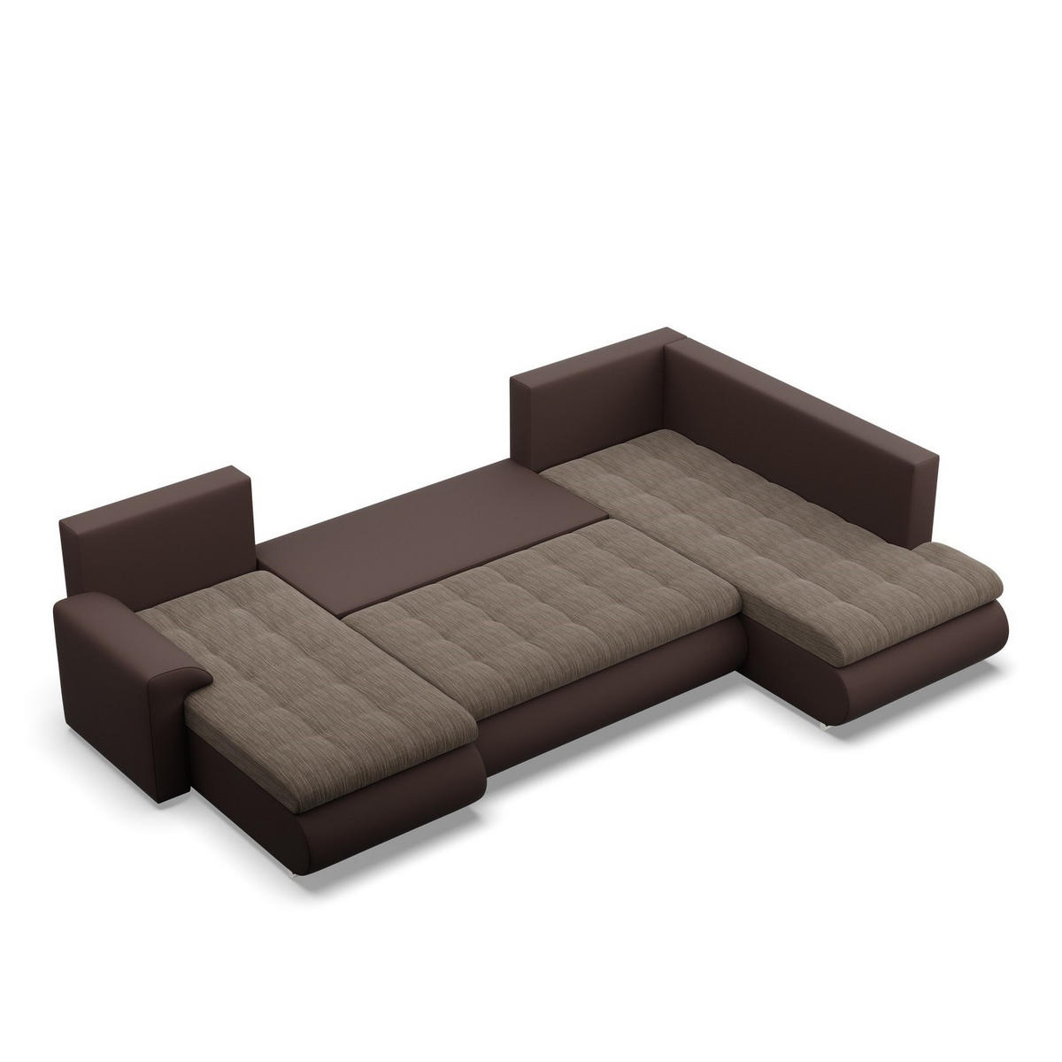 U-SOFA MIT SCHLAFFUNKTION FORESTA, Braun + Braun - Braun, Textil (300/89/200cm)