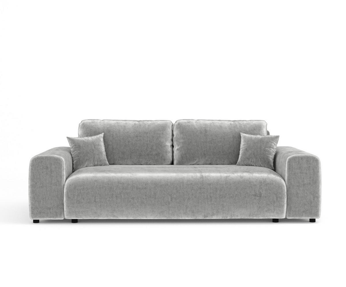 3-SITZER-SOFA Zanzibar Hellgrau Chenille - Hellgrau/Schwarz, Holz/Holzwerkstoff (213/79/108cm) - Maison de Reve