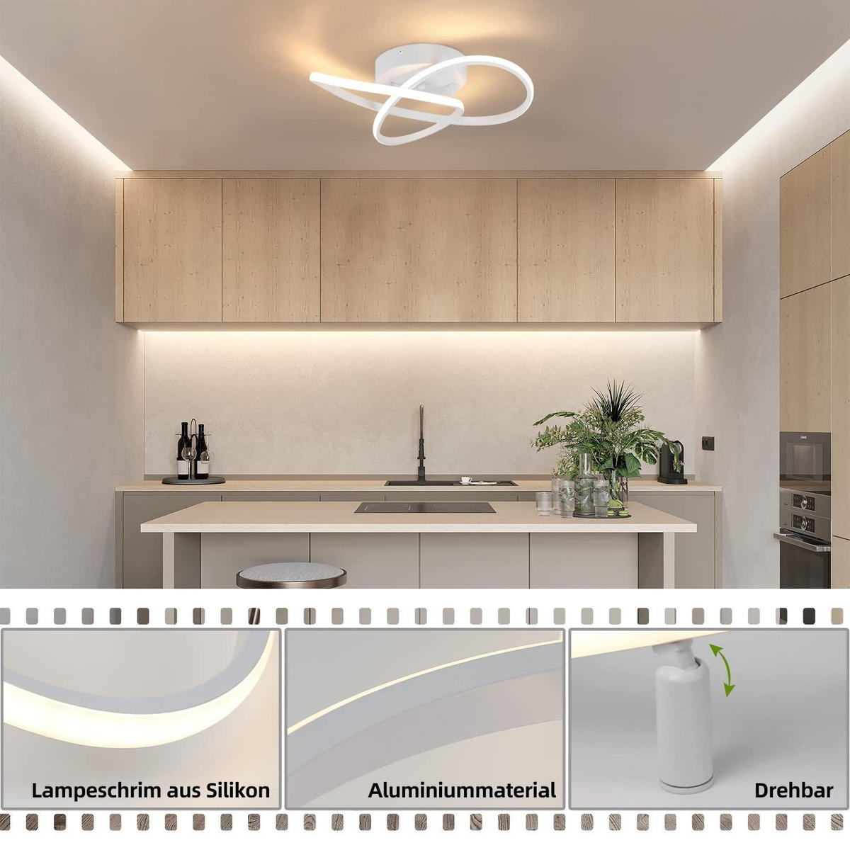 LED-DECKENLEUCHTE Möbius 40/40/14 cm - Weiß, Kunststoff (40/40/14cm) - Nettlife