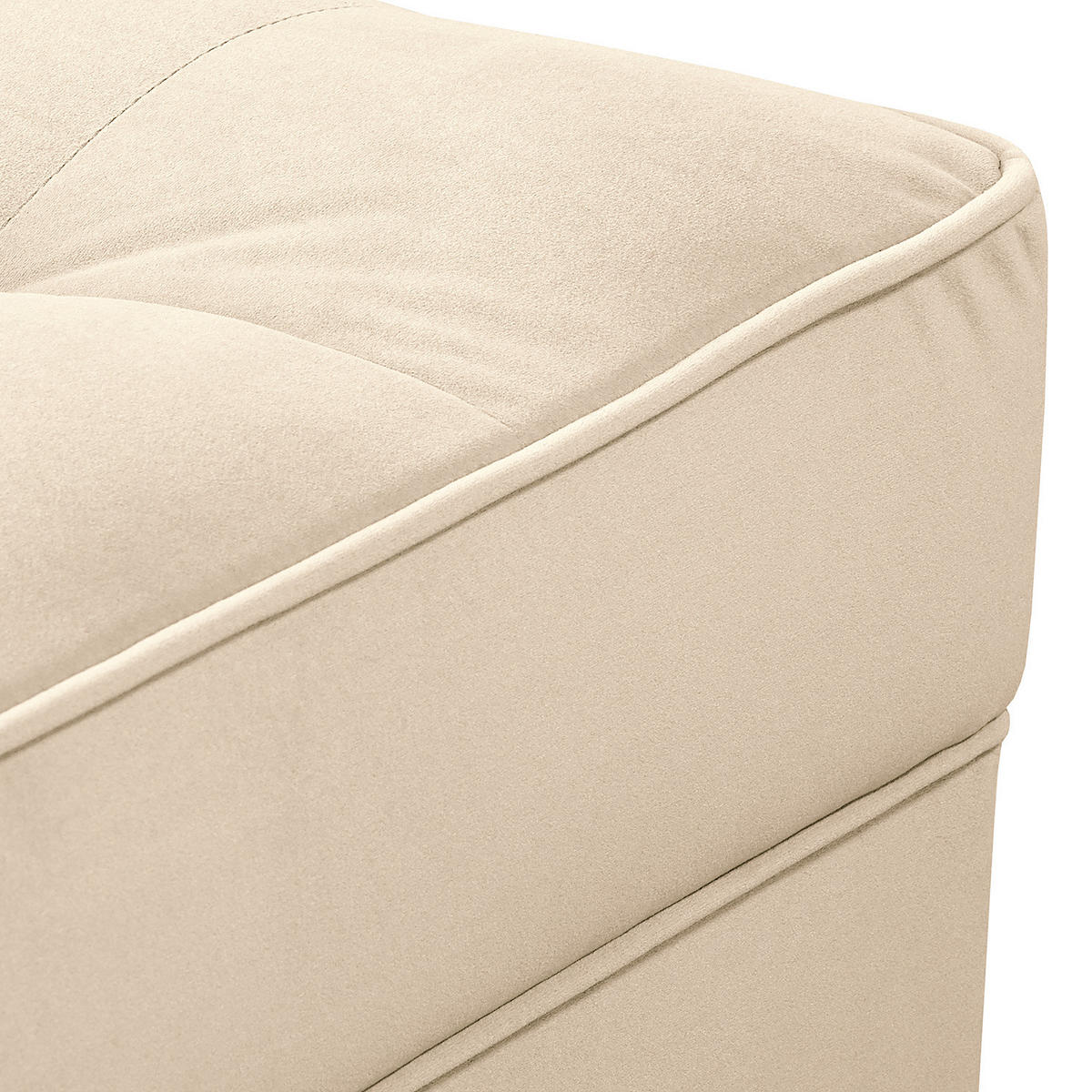 HOCKERBANK - Samt - Creme, Birkenholz/Textil (124/43/69cm) - home24