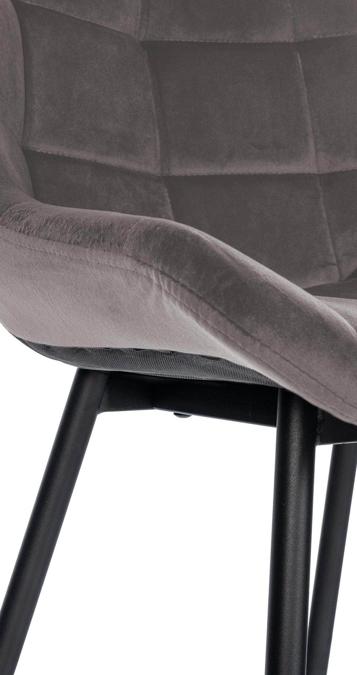 BARHOCKER Welton Samt grau - Schwarz/Grau, Textil/Metall (49/104/56cm) - TPFLiving