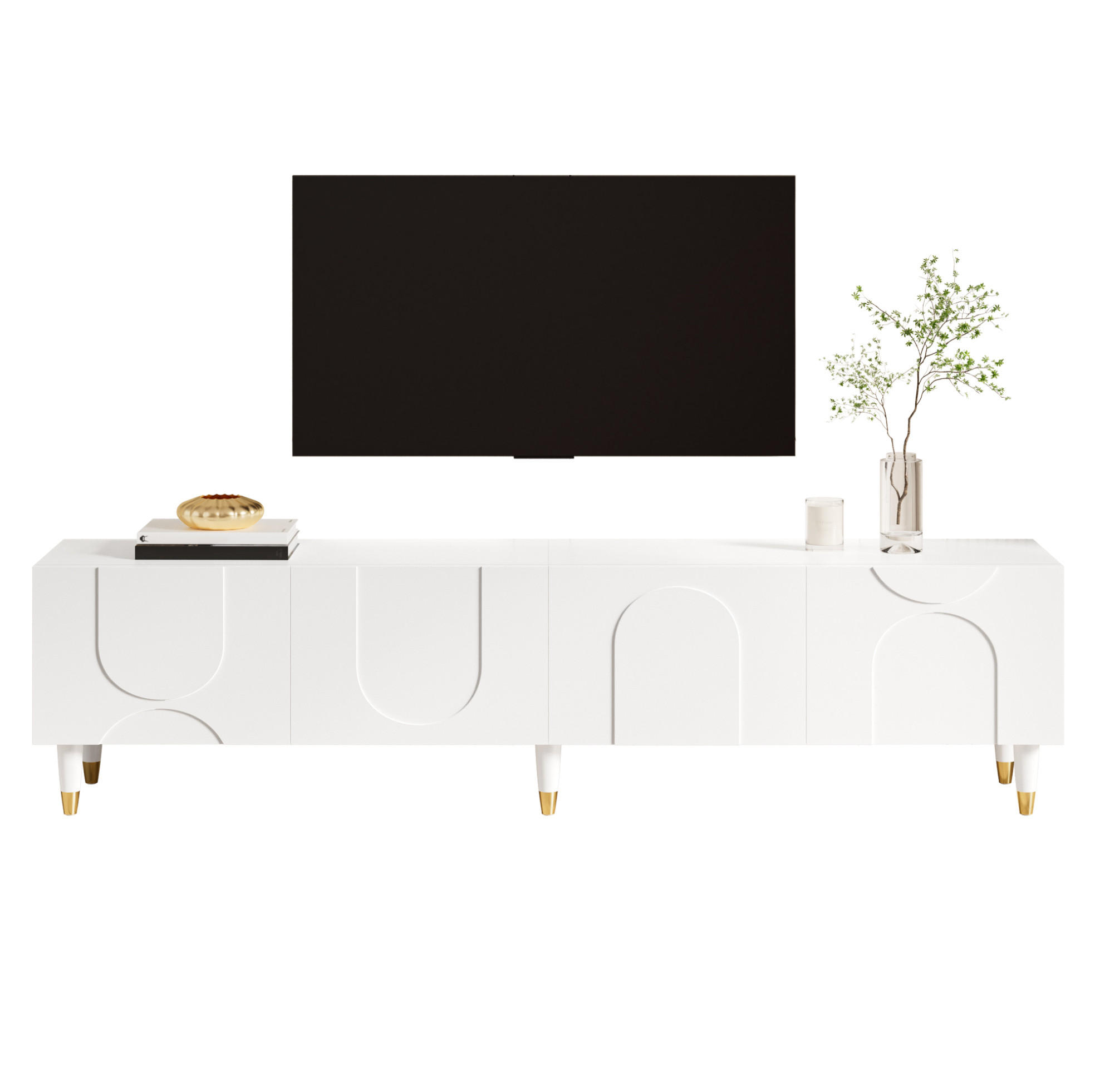 TV-SCHRANK mit 4 Türen 180 x 40 x 50 cm Weiß - Weiß, Holzwerkstoff (40/50/180cm) - Beauniv