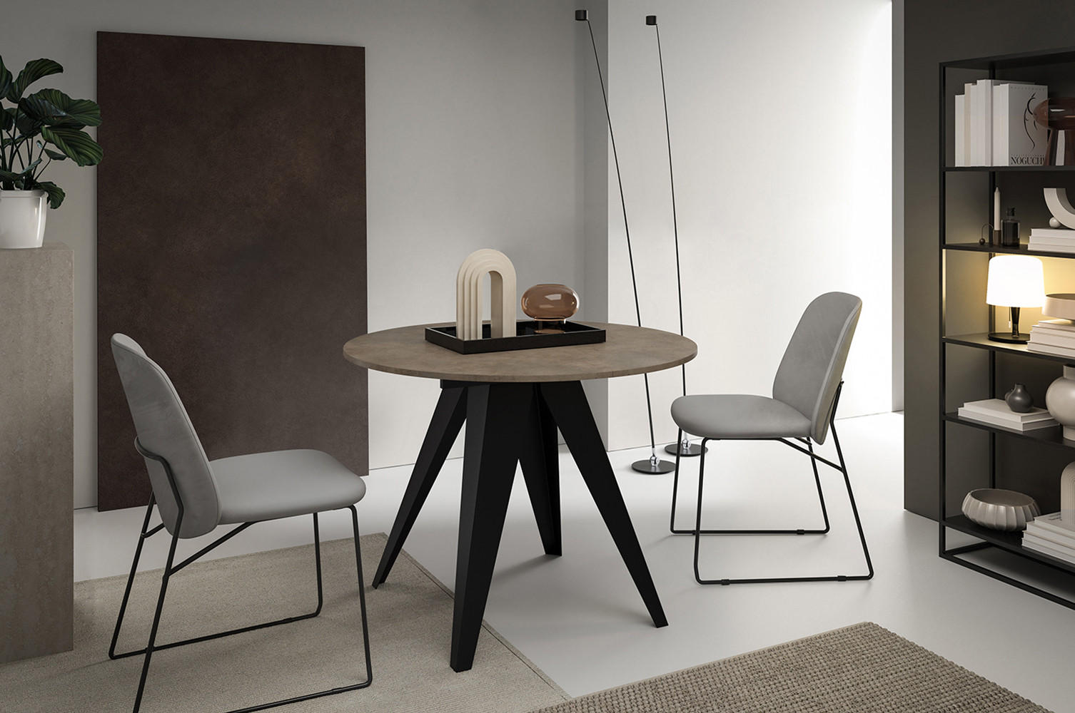 ESSTISCH Gerda Chicago Concrete Dunkelgrau / Schwarz 100/138 / 100 / 76cm - Dunkelgrau/Schwarz, Holz/Holzwerkstoff (100/100/76cm) - Feldmann-Wohnen
