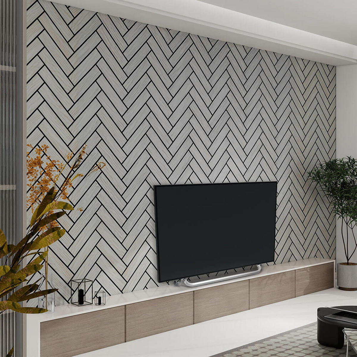 AKUSTIKPANEEL VEGA - Grey Oak, 3 x Paneel - Grau, Holz/Textil (40.5/80/2.2cm) - Home Deluxe