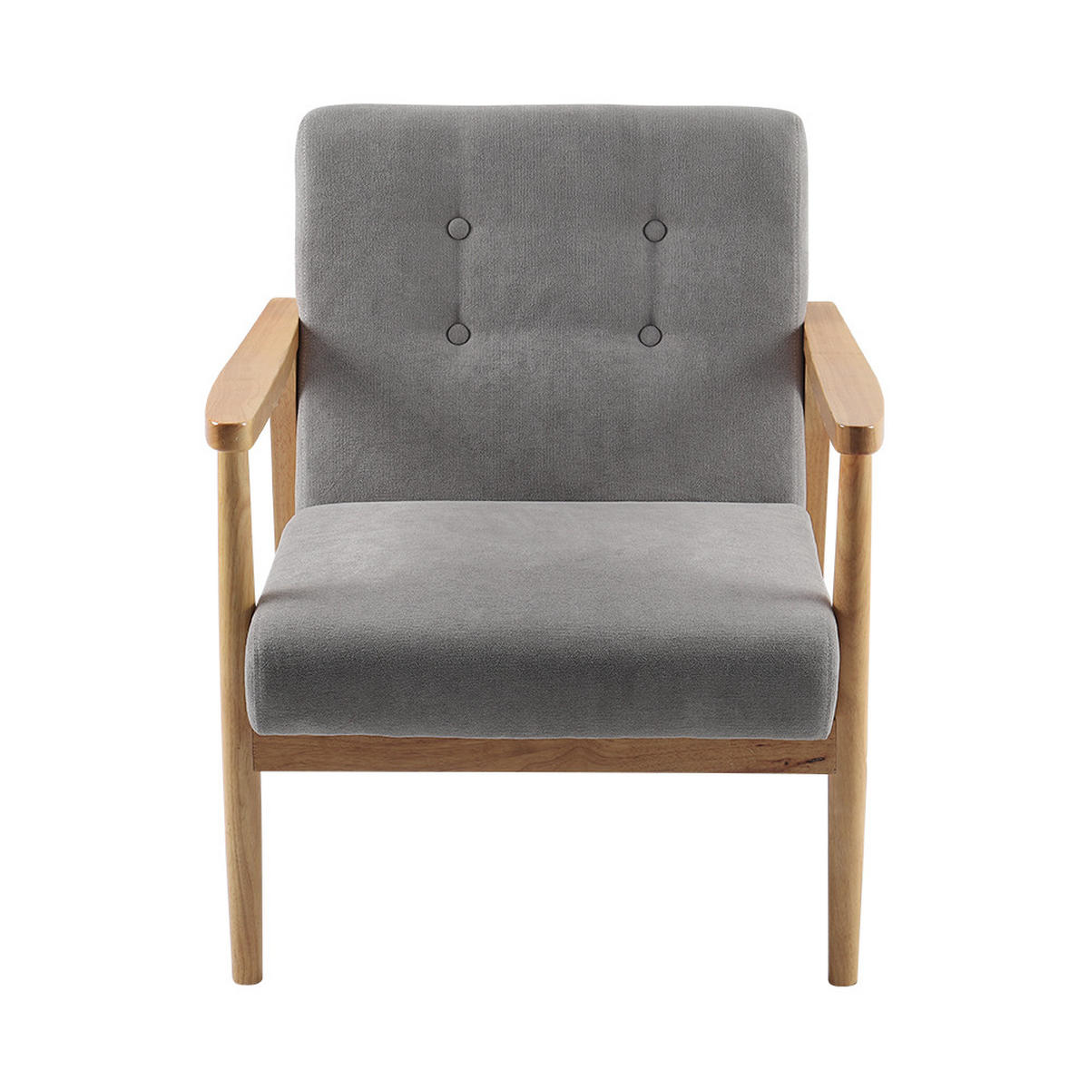 POLSTERSESSEL 35D Schaumstoff Armlehnen aus Gummiholz Holzrahmen Leinen in Grau 74 x 70 x 81 cm - Grau, Holz/Textil (74/81/70cm) - Livingandhome