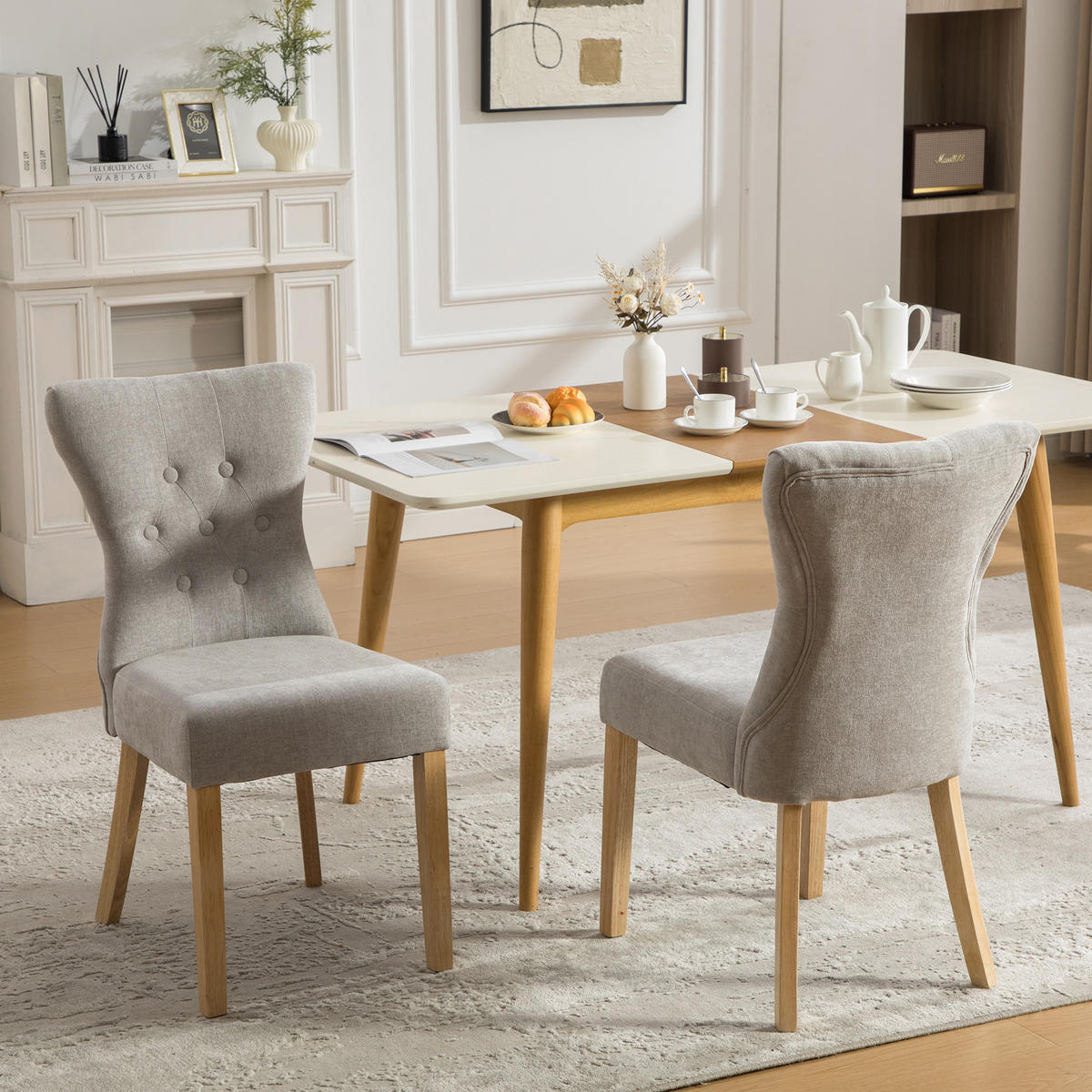 STUHL-SET DE-36879 2 Stück mit Massivholzbeinen Grau - Grau, Holzwerkstoff (45/92/62.5cm) - ComfortXL