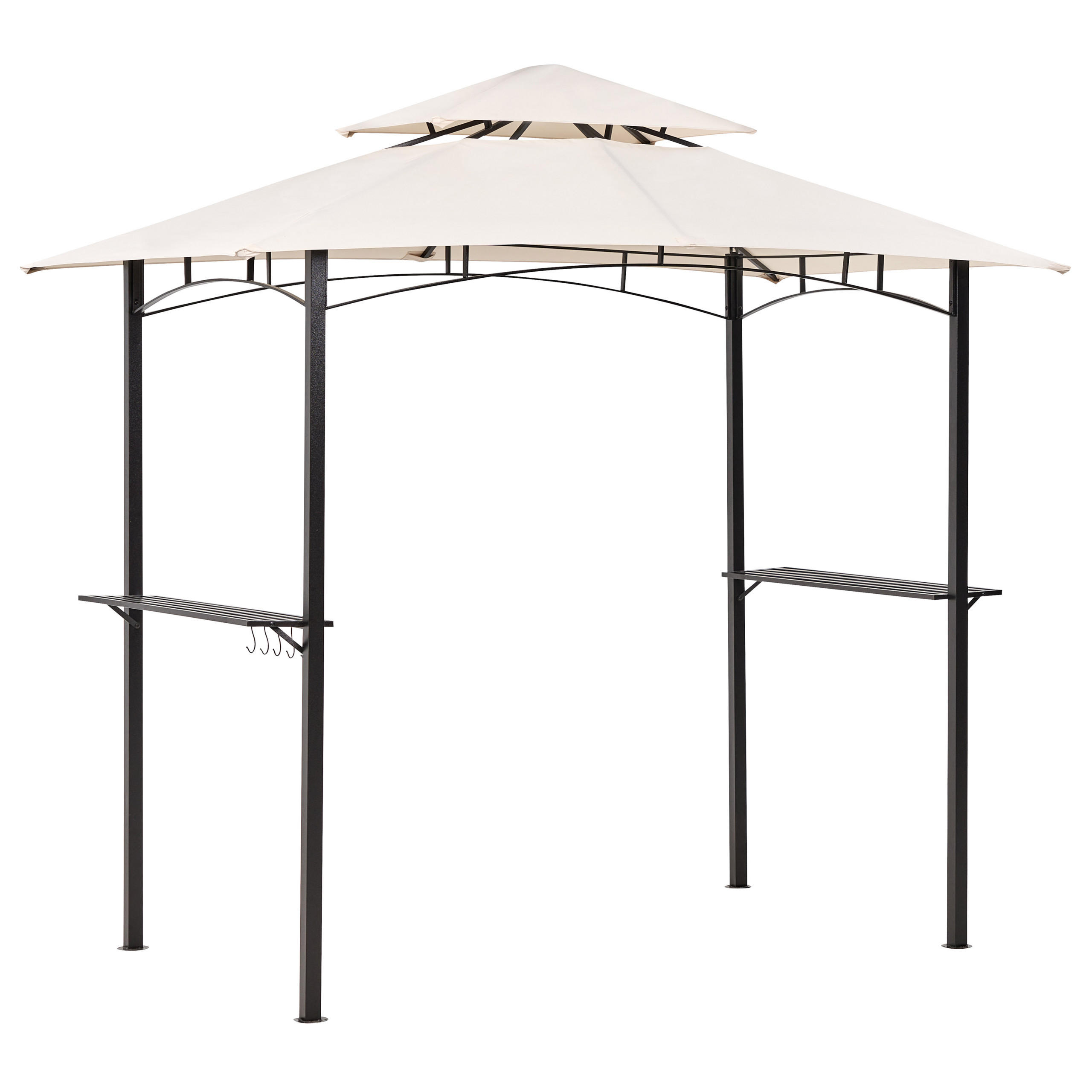 PAVILLON Stahl beige 240/148 cm Naro - Beige/Schwarz, Metall (240/245/148cm) - Beliani