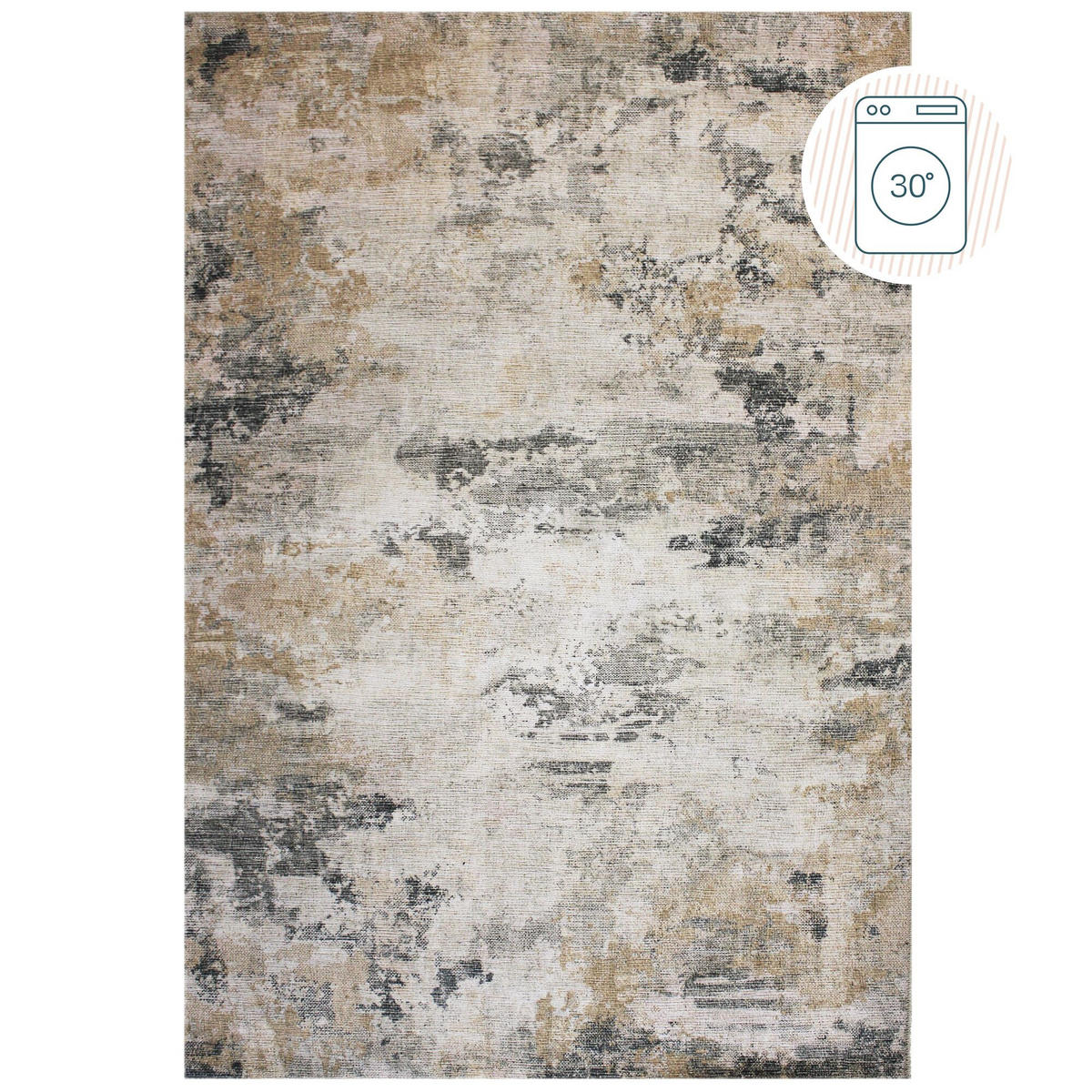 TEPPICH waschbar Abstrakt, Wohnzimmer schmutzabweisend Gelb-Natur Rechteckig 152x230 - Beige, Textil (152/230cm) - KADIMA DESIGN