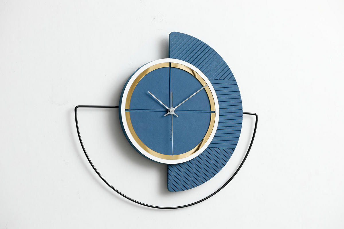 WANDUHR Design Blau 55/50 cm - Blau, Holzwerkstoff/Metall (1.8/50/1cm) - ONZENO