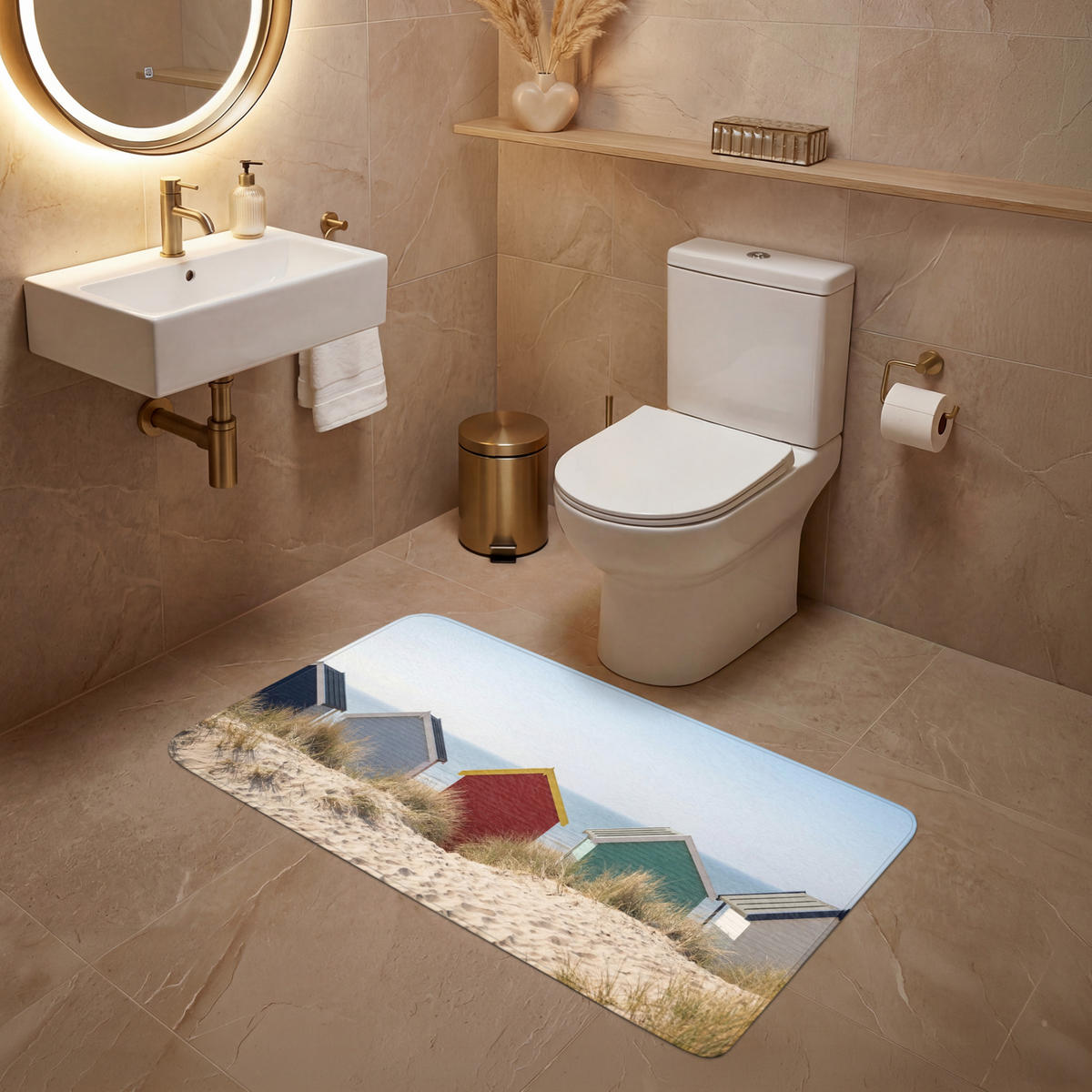 WC PŘEDLOŽKA Pláž - Chaty - Barevné - Duny 120x60 cm - různobarevná, textil/plast (120/1cm) - OnlyWow