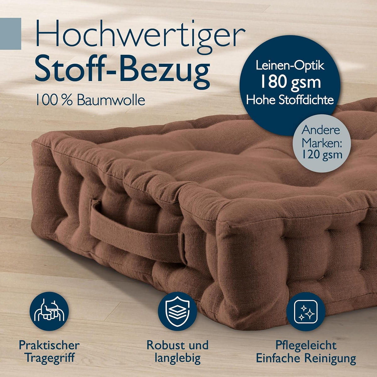STUHLKISSEN Mila 50x50x10cm Braun (2tlg) - Braun, Textil (50/50/10cm) - Beautissu 
