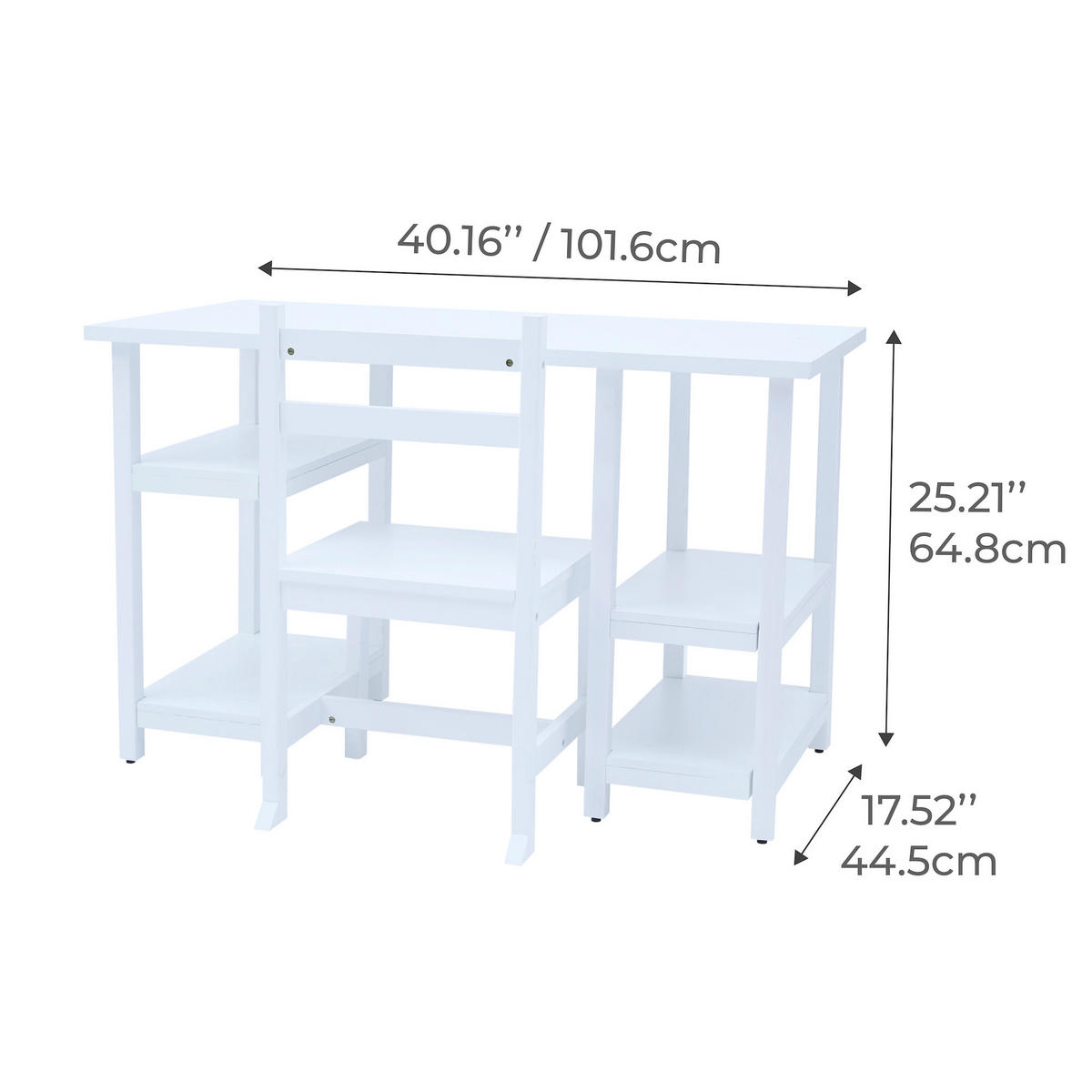 KINDERSCHREIBTISCH & Stuhl, Weiß, 65cm - Weiß, Holz (44.5/64.8/101.6cm) - Teamson Kids