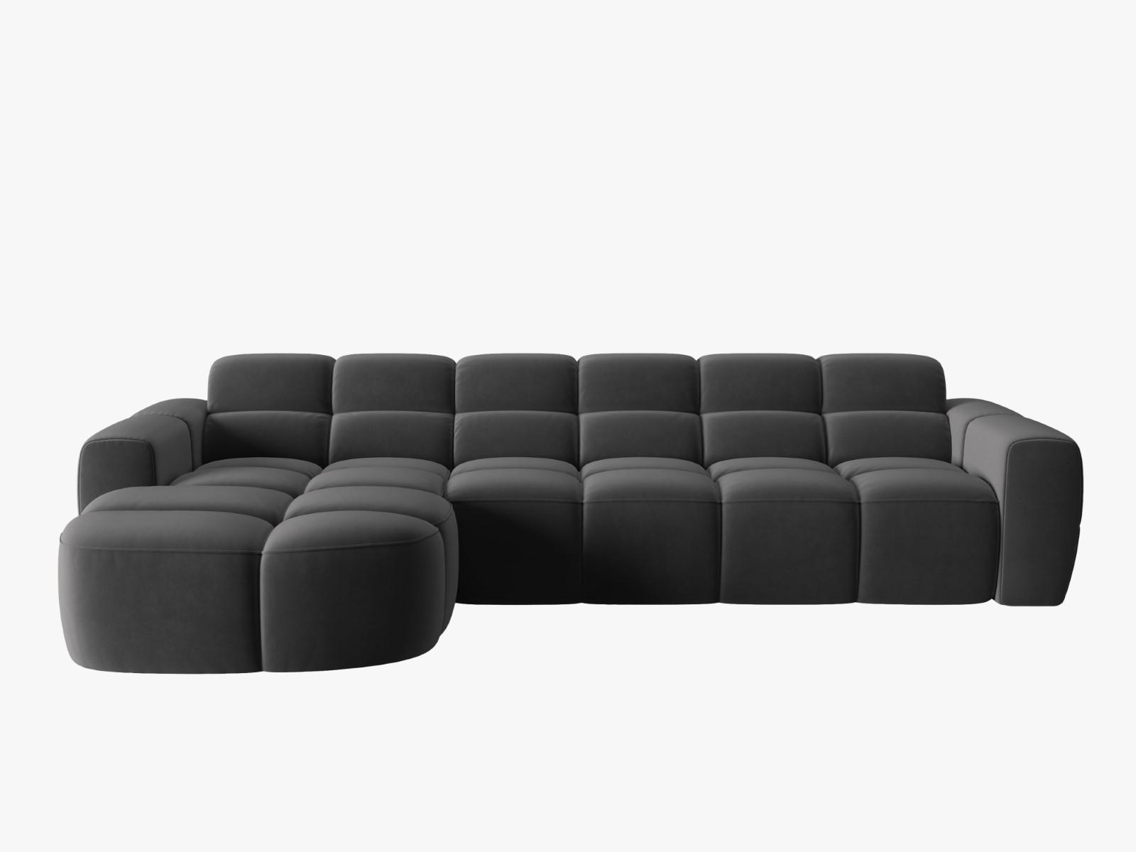 ECKSOFA links Lisa aus Samt dunkelgrau 4 Sitzplätze - Dunkelgrau, Textil (170/310cm) - Micadoni