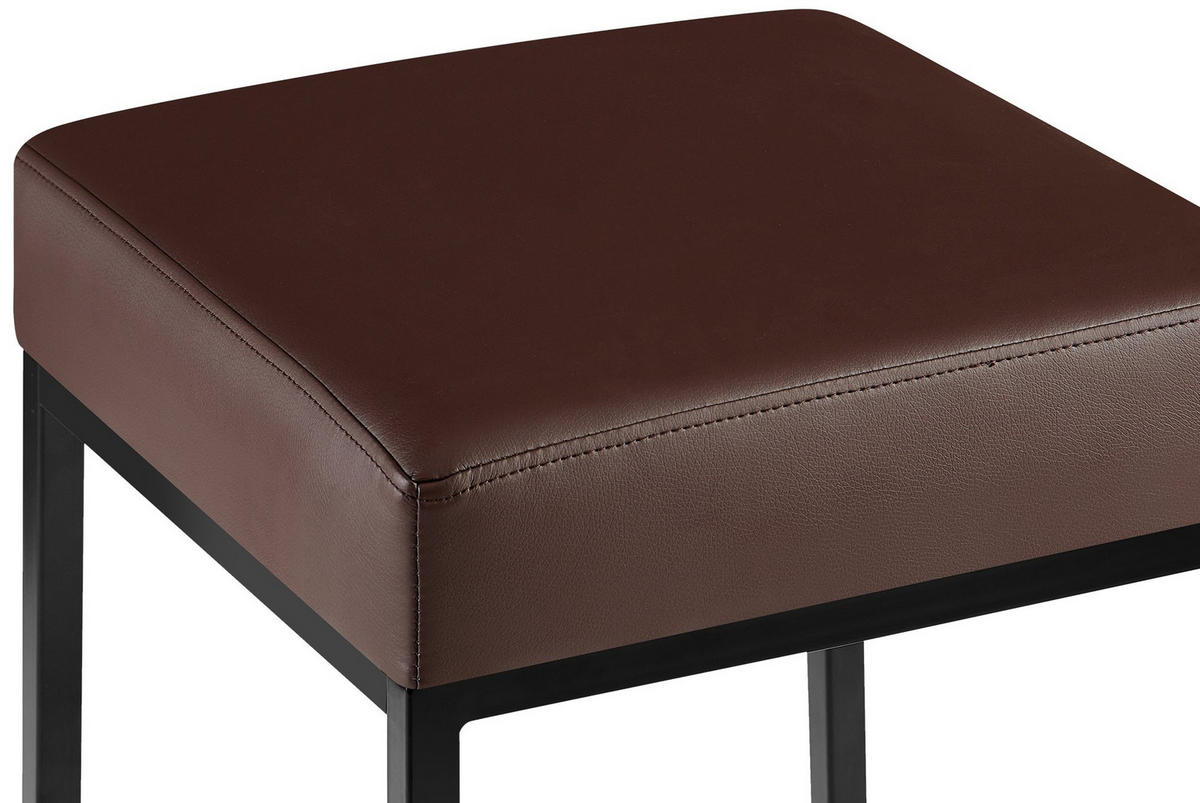 BARHOCKER 2er Set Lederlook braun - Schwarz/Braun, Textil/Metall (37/78/37cm) - CLP
