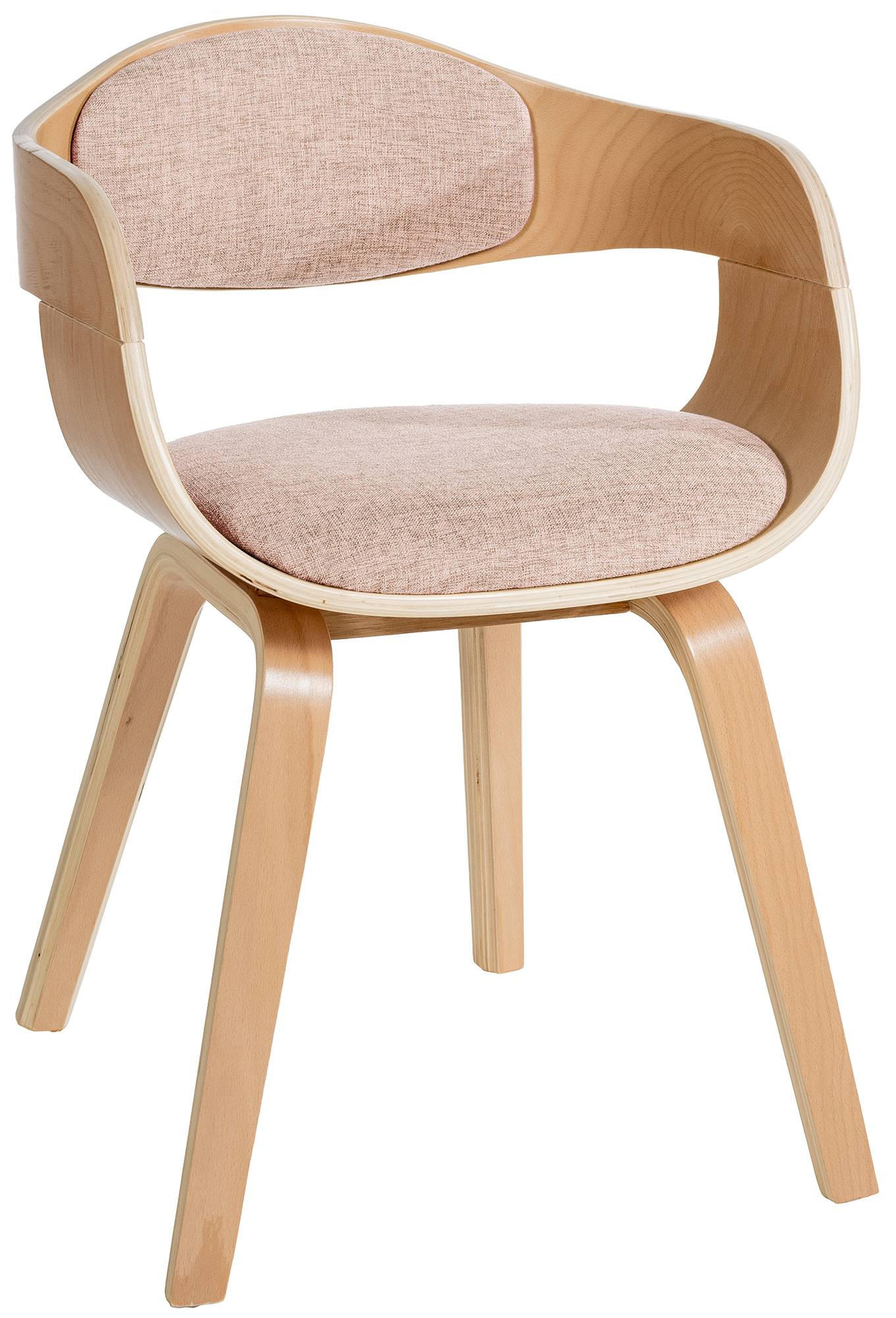 ARMLEHNENSTUHL Stoff Natura/Creme - Eukalyptusholzfarben/Creme, Holz/Textil (49/73/46cm) - CLP