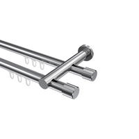 INNENLAUF-GARDINENSTANGEN-SET Platon Santo 160 cm, 2-läufig, 20 mm Ø Chrom - Chromfarben, Metall (160cm) - INTERDECO