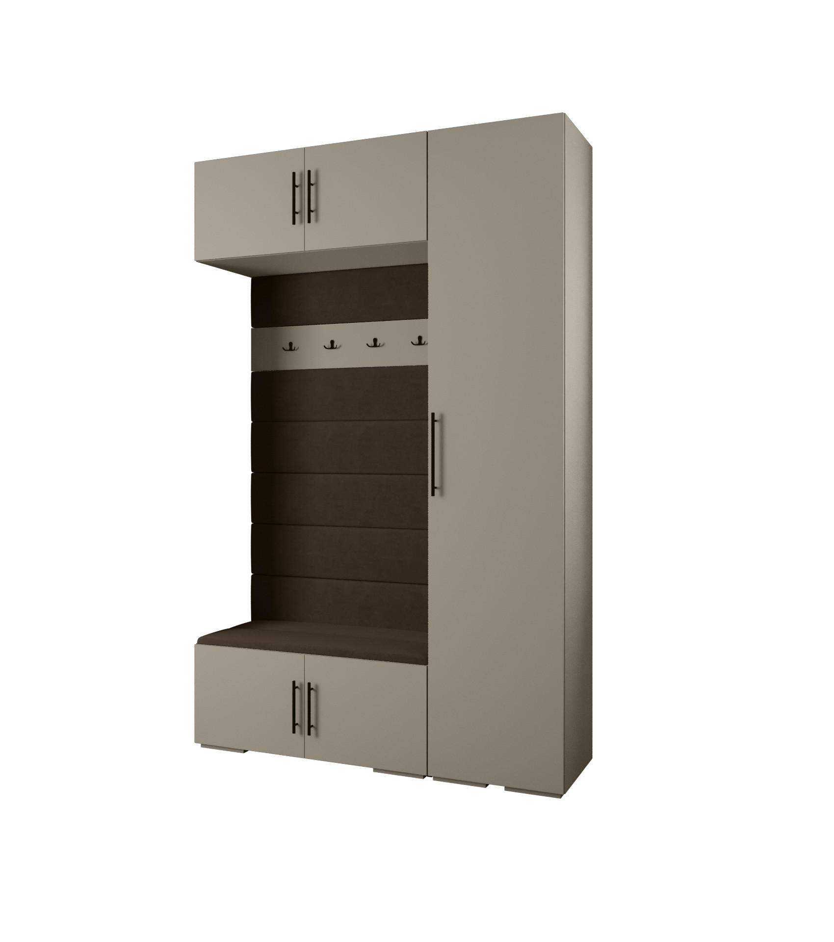 Abiks Möbel Garderoben-Set Kaschmir, Braun, Schwarz 150x236.7x47 cm