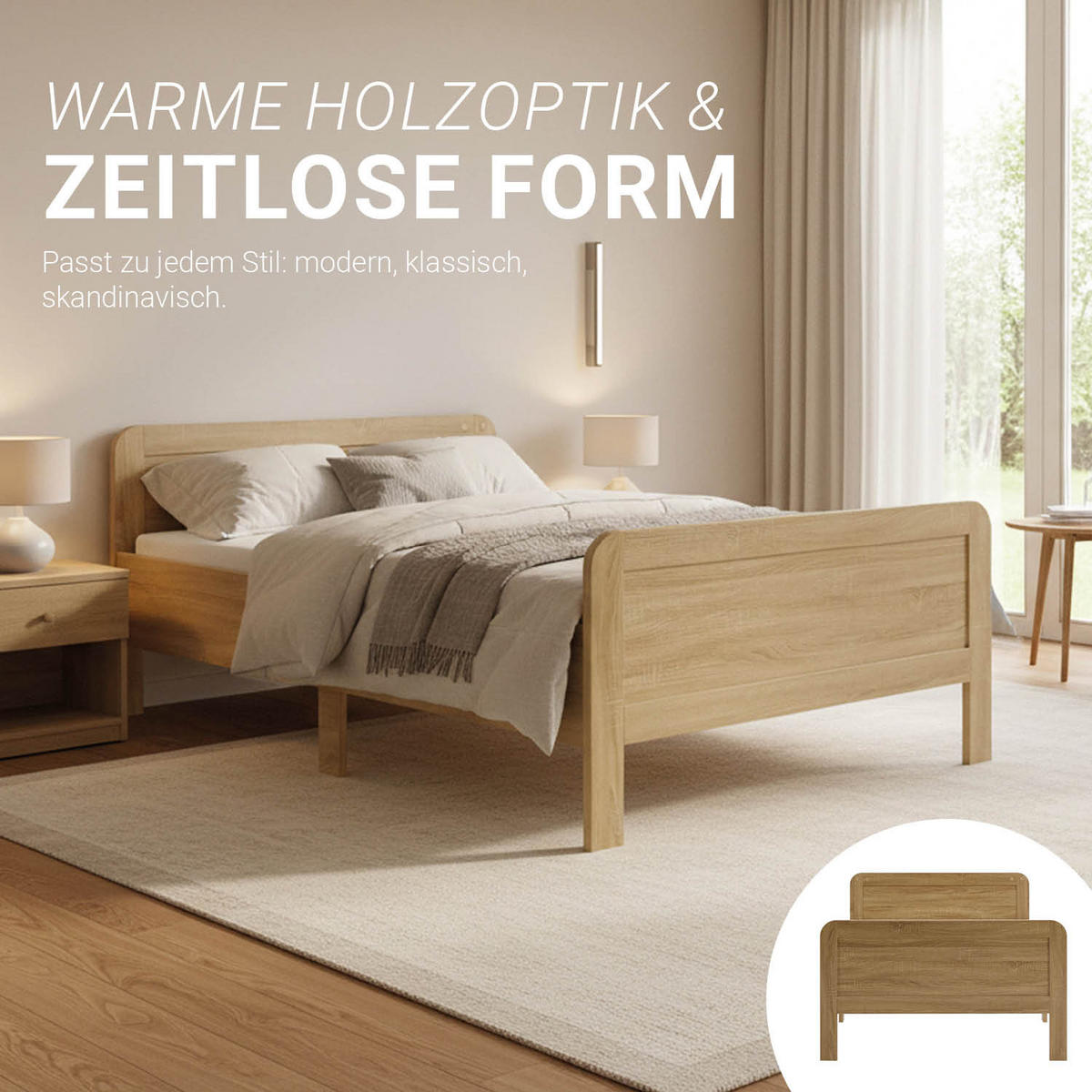 HOLZBETT 120/200 cm Natur - Braun, Holz (120/200cm) - Homestyle4u