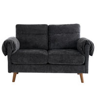 2-SITZER-SOFA aus schwarzem Chenille, kompakt und platzsparend - Schwarz, Textil (70/85/124cm) - Urban Meuble