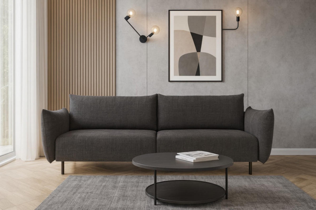 SOFA 3-SITZER Grau ADA Mit Schlaffunktion Und Bettkasten Chenille - Grau, Textil (240/90/108cm) - Sepro Meble